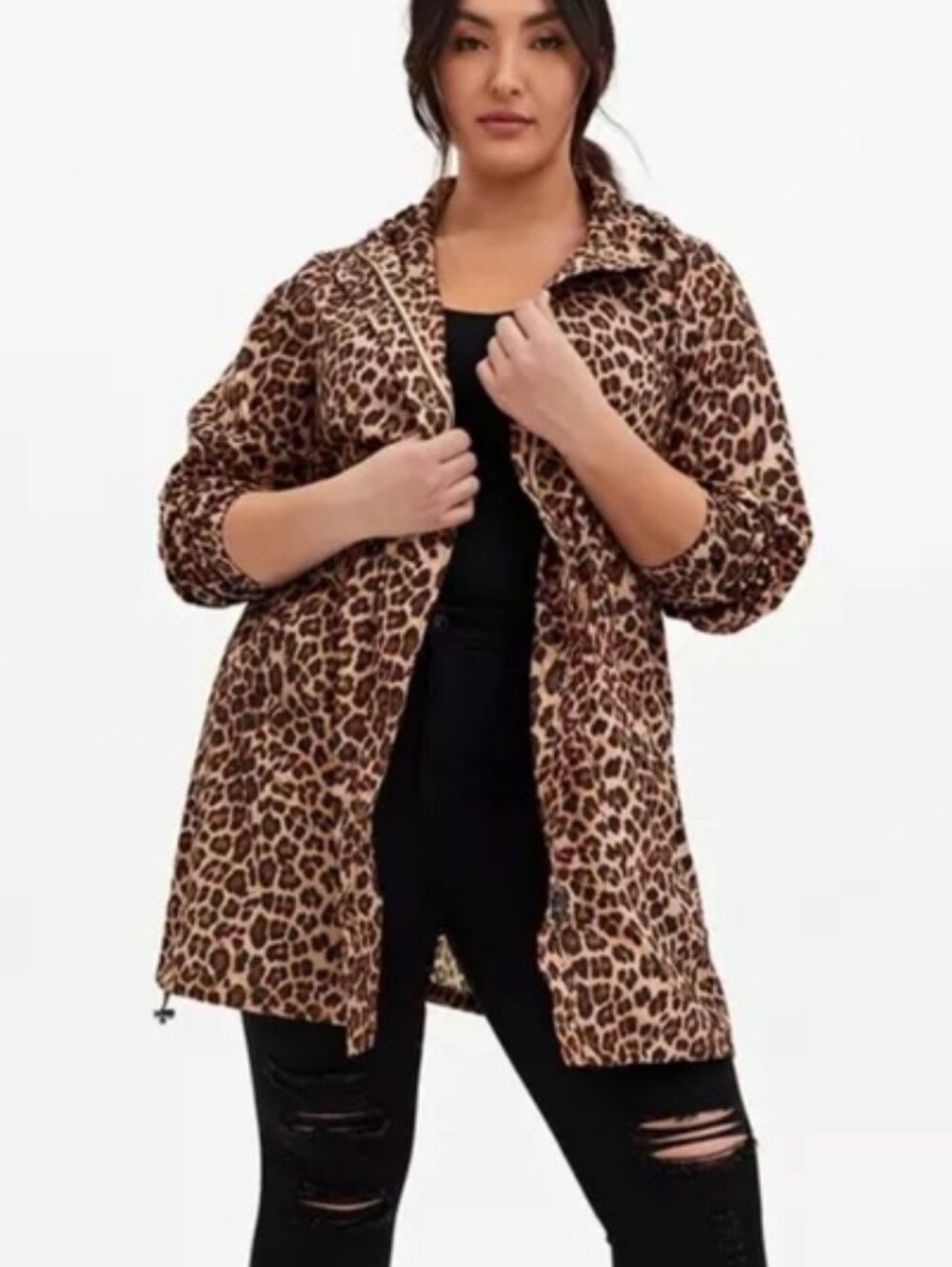 Torrid Hooded Lightweight Leopard Anorak Raincoat Size 2X